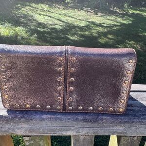 Michael kors Astor metallic Bronze Studded Leather Wallet Clutch